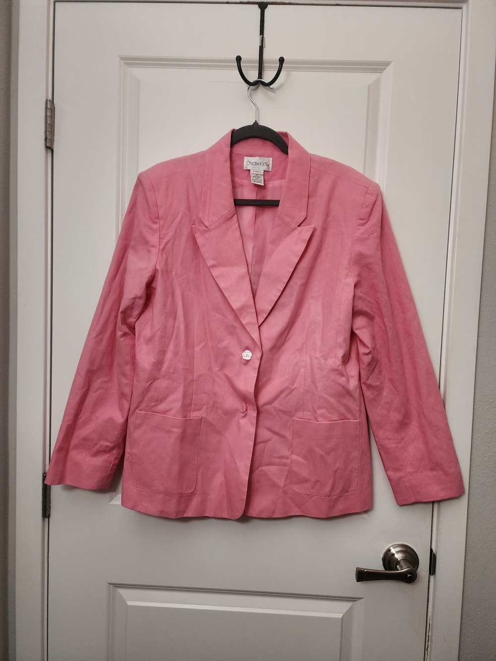 Chadwicks Vintage Pink Linen Blend Single-Button Blazer